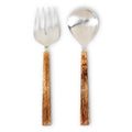 Modern Slim Handle Salad Servers – Mangowood & Stainless Steel Salad Serving Set