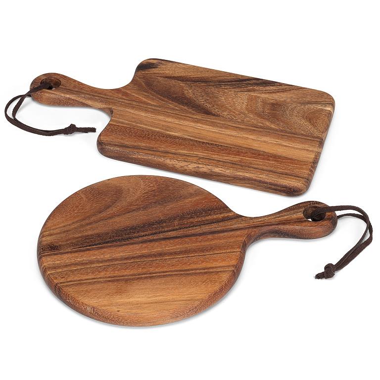 10" Round Acacia Wood Serving Board with Handle – Charcuterie & Cheese Board