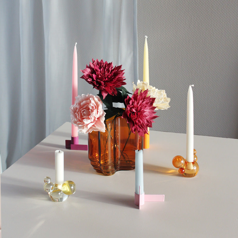 Vase Lac en Verre - Soufflé Bouche Ambre Motif Organique