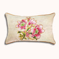 12x20" Embroidered Floral Lumbar Pillow Cover – Cotton Front, Paper Silk Back