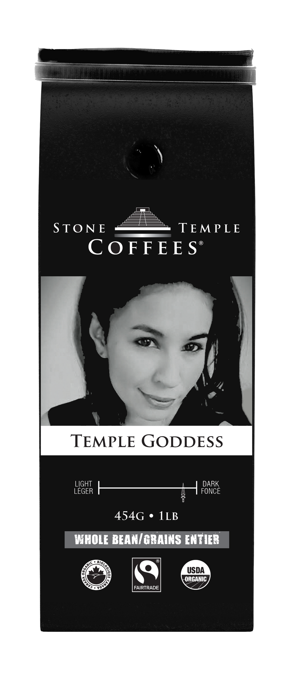 Temple Goddess - Whole Bean, Dark Espresso, Certified Organic OCIA/ Fairtrade Coffee 1lb/ 454g