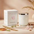 Rose Quartz Small Candle with Self-Compassion & Sandalwood Scent by Aromabotanical