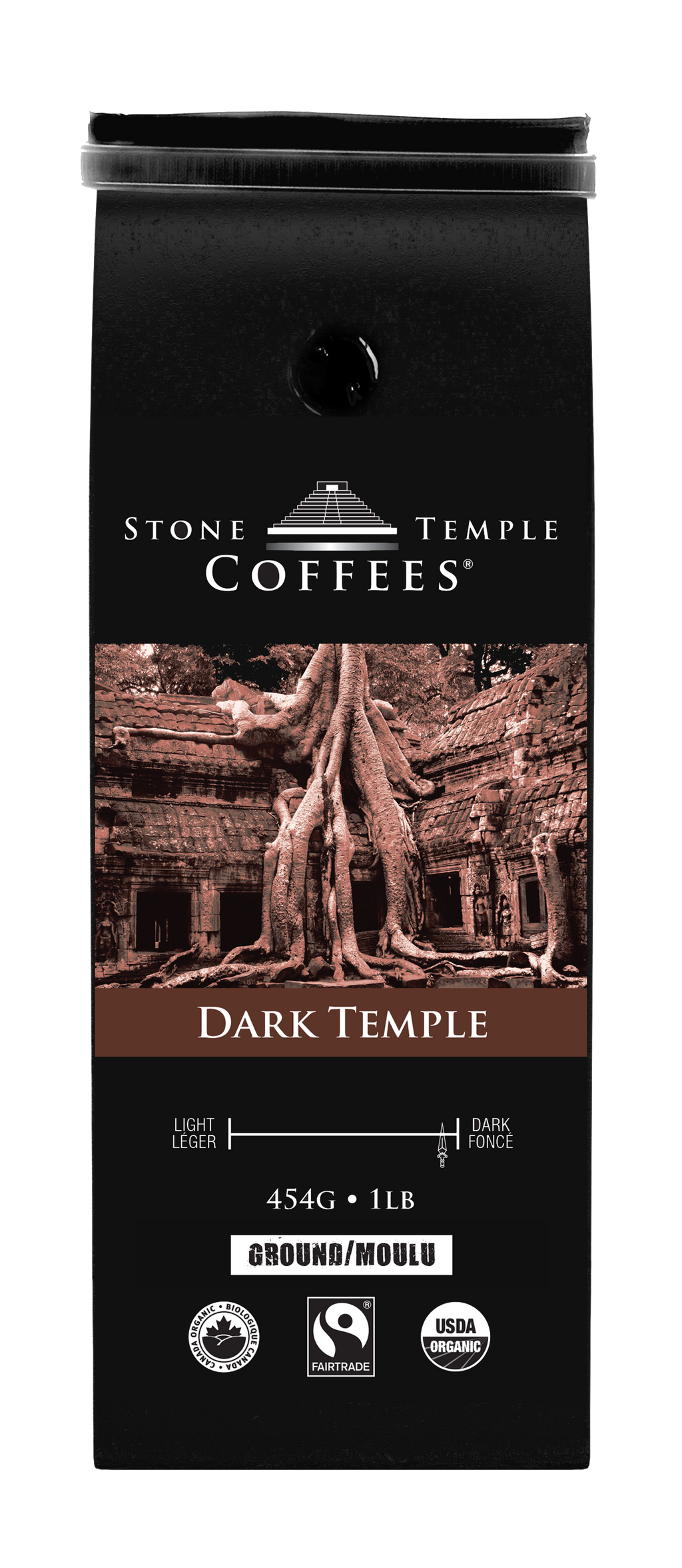 Dark Temple - Torréfaction française foncée, Certifié biologique OCIA/ Café équitable 1lb/ 454g