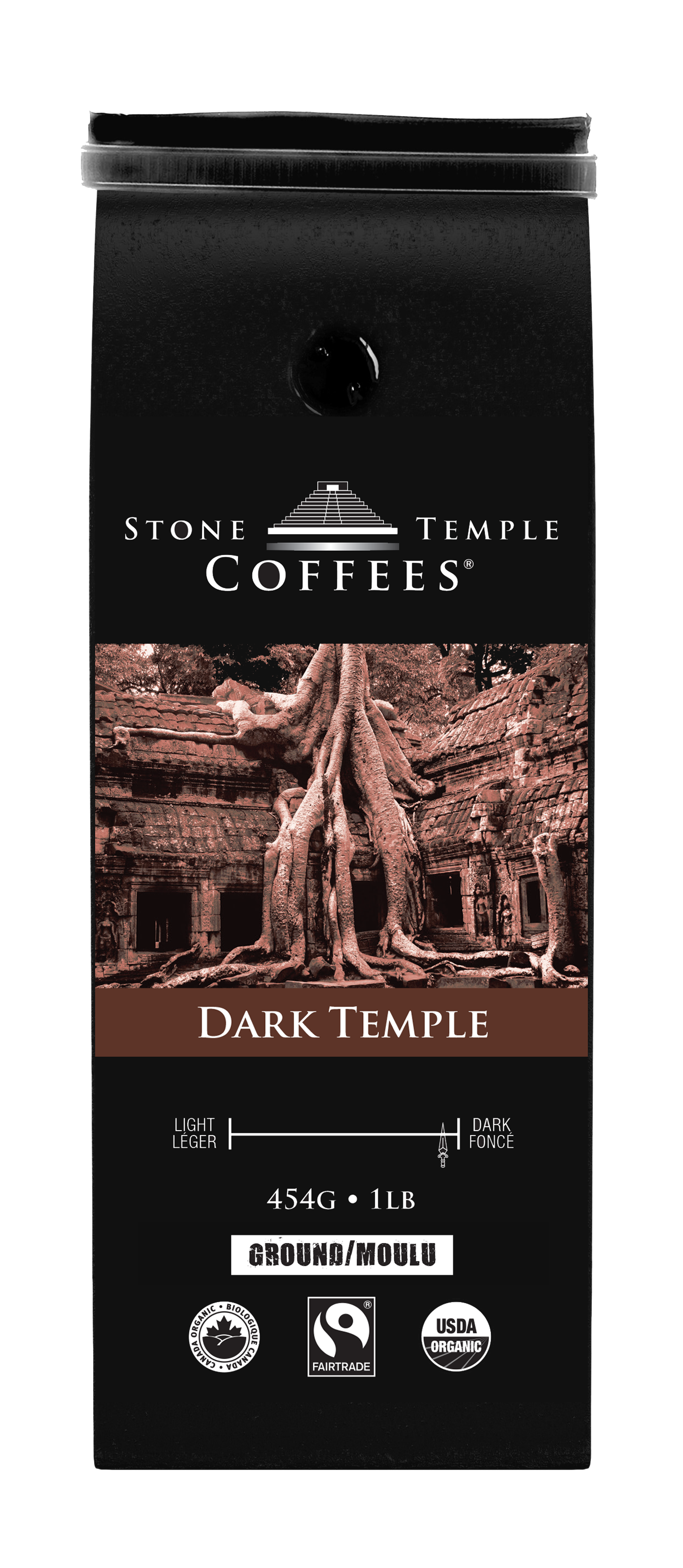 Dark Temple - Torréfaction française foncée, Certifié biologique OCIA/ Café équitable 1lb/ 454g