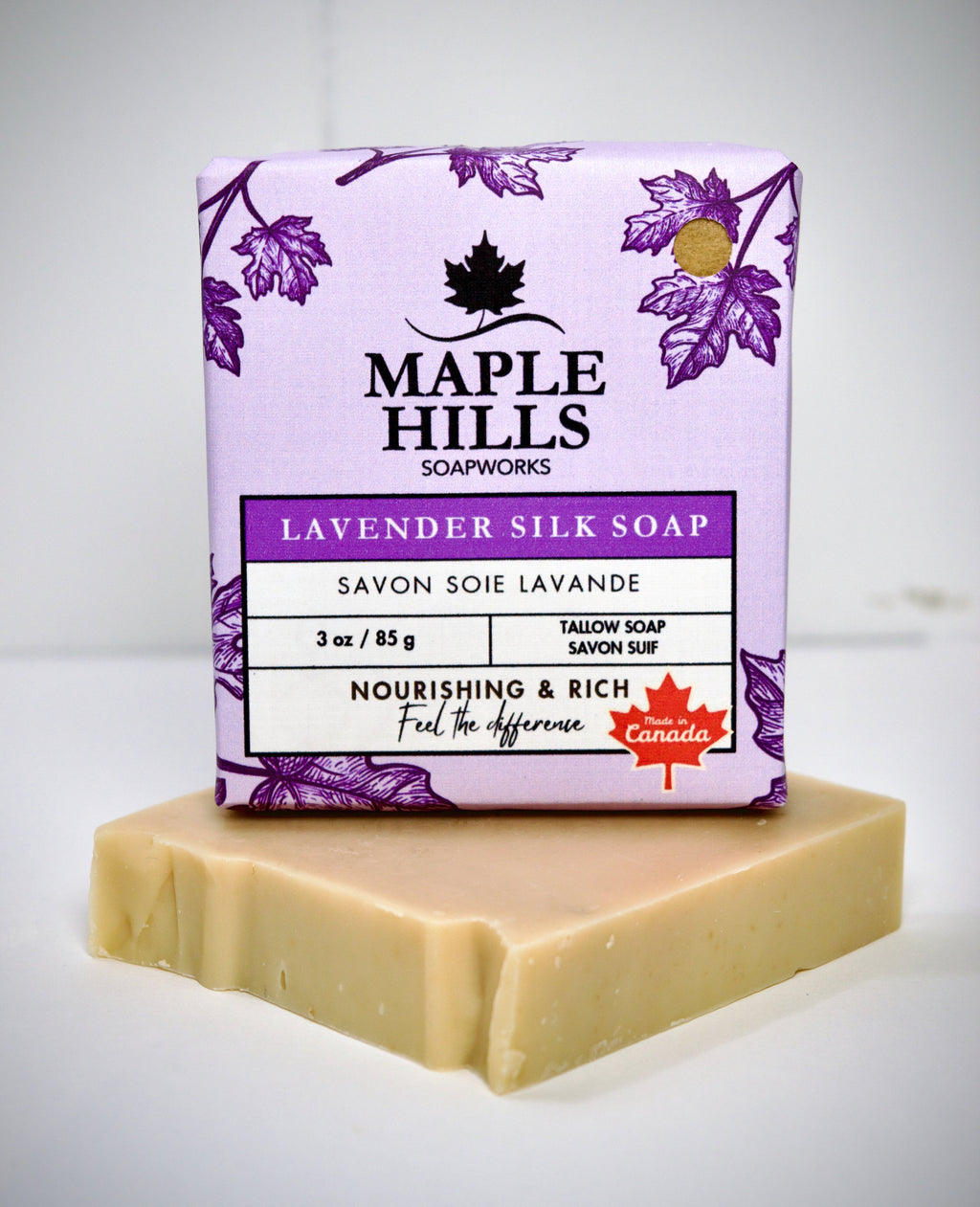 Savon en barre de suif et de soie à la lavande