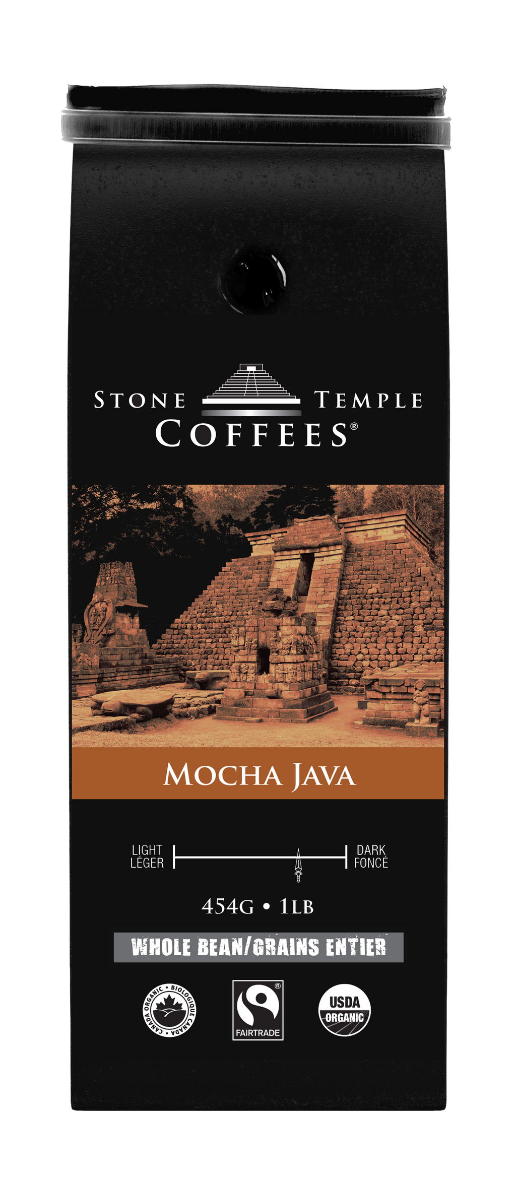 Moka Java - Grains entiers, torréfaction moyenne, café certifié biologique OCIA / équitable 1lb/454g