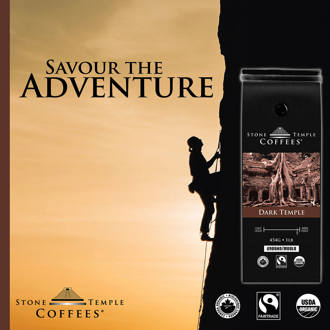 Dark Temple - Torréfaction française foncée, Certifié biologique OCIA/ Café équitable 1lb/ 454g