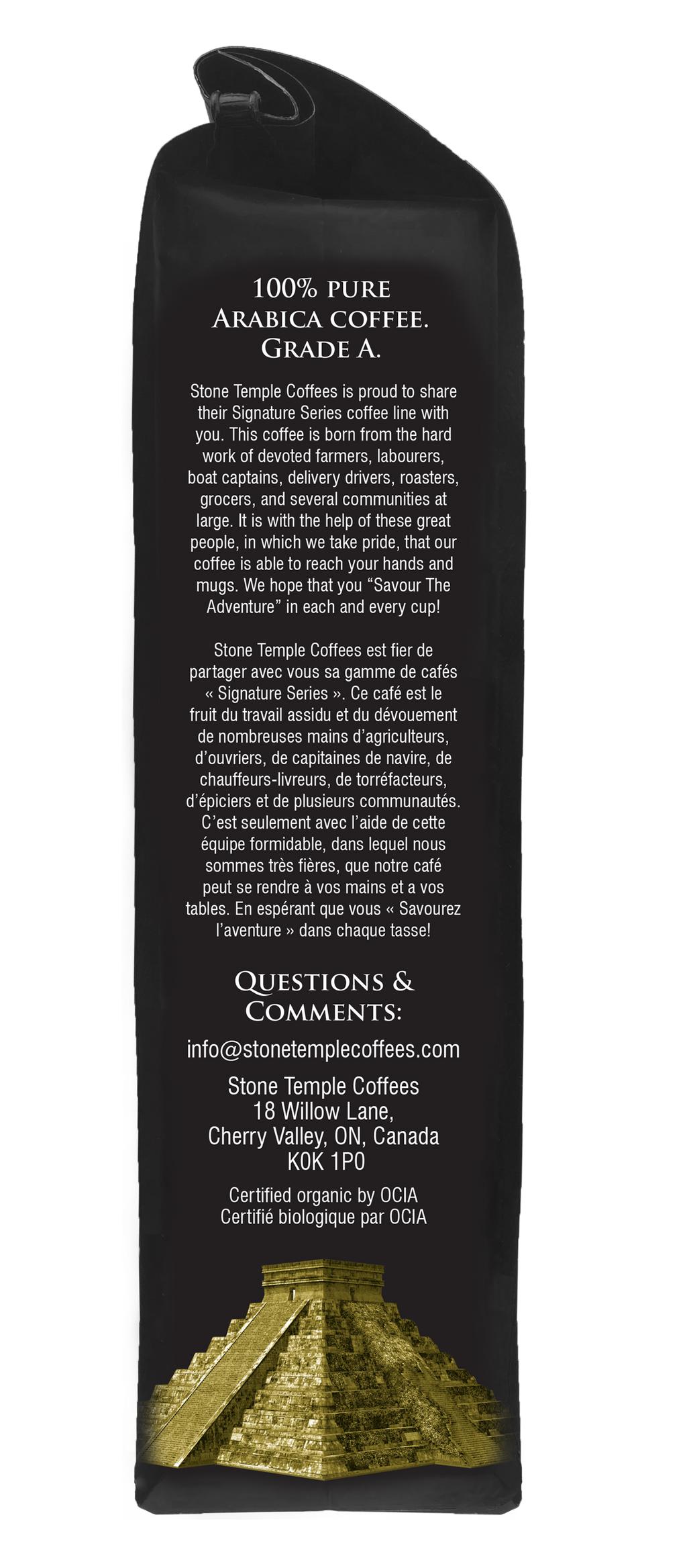 Café de Colombie Suprême - Grains entiers, Torréfaction moyenne, Certifié Biologique OCIA/Équitable 454g