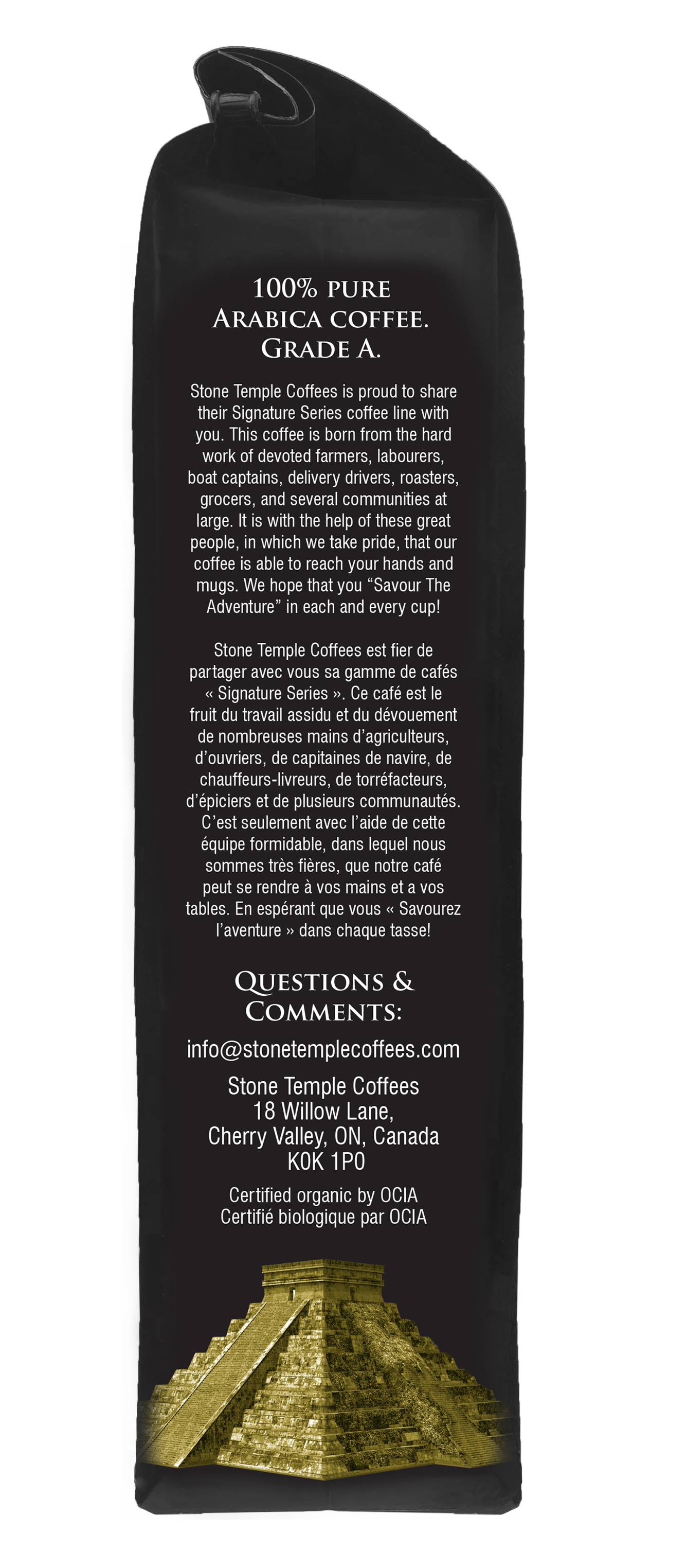 Café de Colombie Suprême - Grains entiers, Torréfaction moyenne, Certifié Biologique OCIA/Équitable 454g