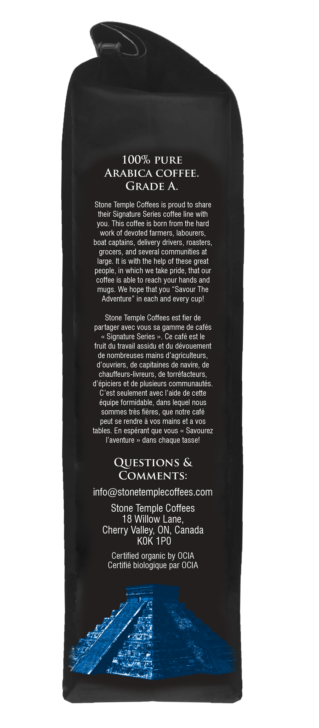 Espresso - Grains Entiers, Torréfaction Espresso, Certifié Biologique OCIA / Café Équitable 454g