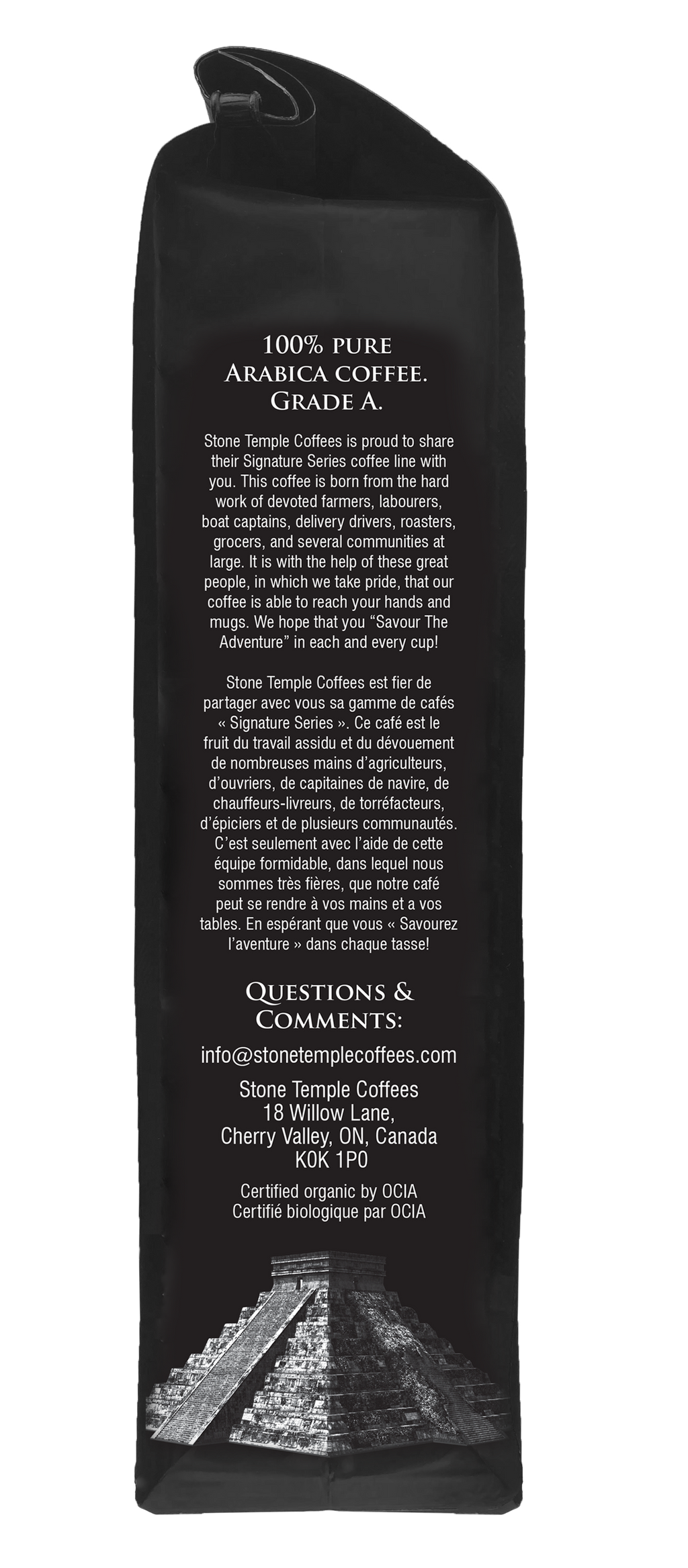 Temple Goddess - Moulu, Expresso Foncé, Café Certifié Biologique OCIA/Commerce Équitable 454g